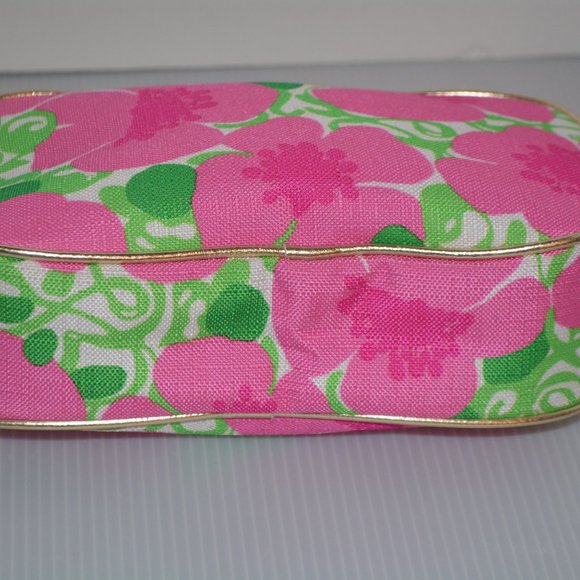 Lilly Pulitzer For Estee Lauder Cosmetic Bag Makeup Tote Pink Green Floral 5 x 9 - Picture 6 of 9